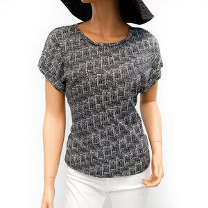 Tommy Bahama Short Sleeve Geomtric Blouse with Tie-back Small